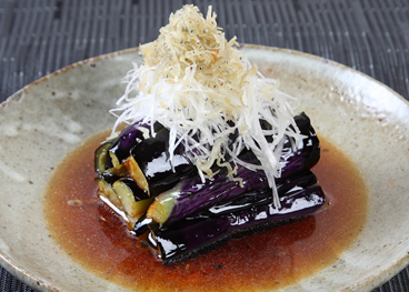 茄子としらす干しの酢醤油掛け