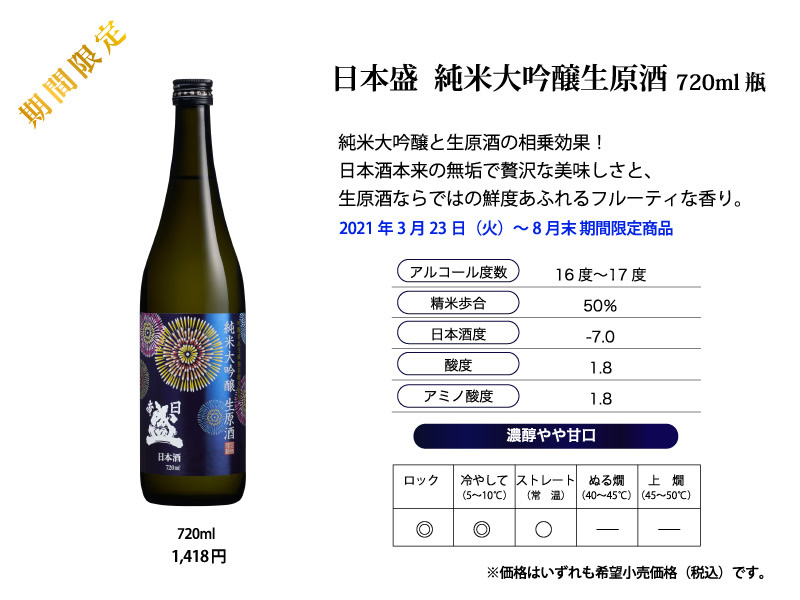 日本盛純米大吟醸生原酒 720ml瓶