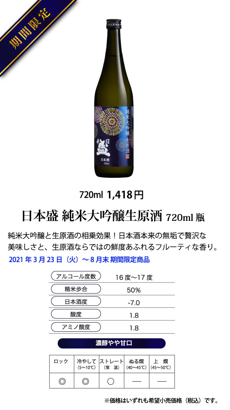 日本盛純米大吟醸生原酒 720ml瓶